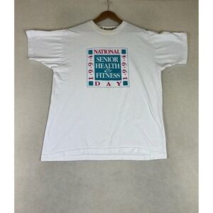 Vintage 1994 National Senior Health & Fitness T-Shirt Men's XL White USA Made